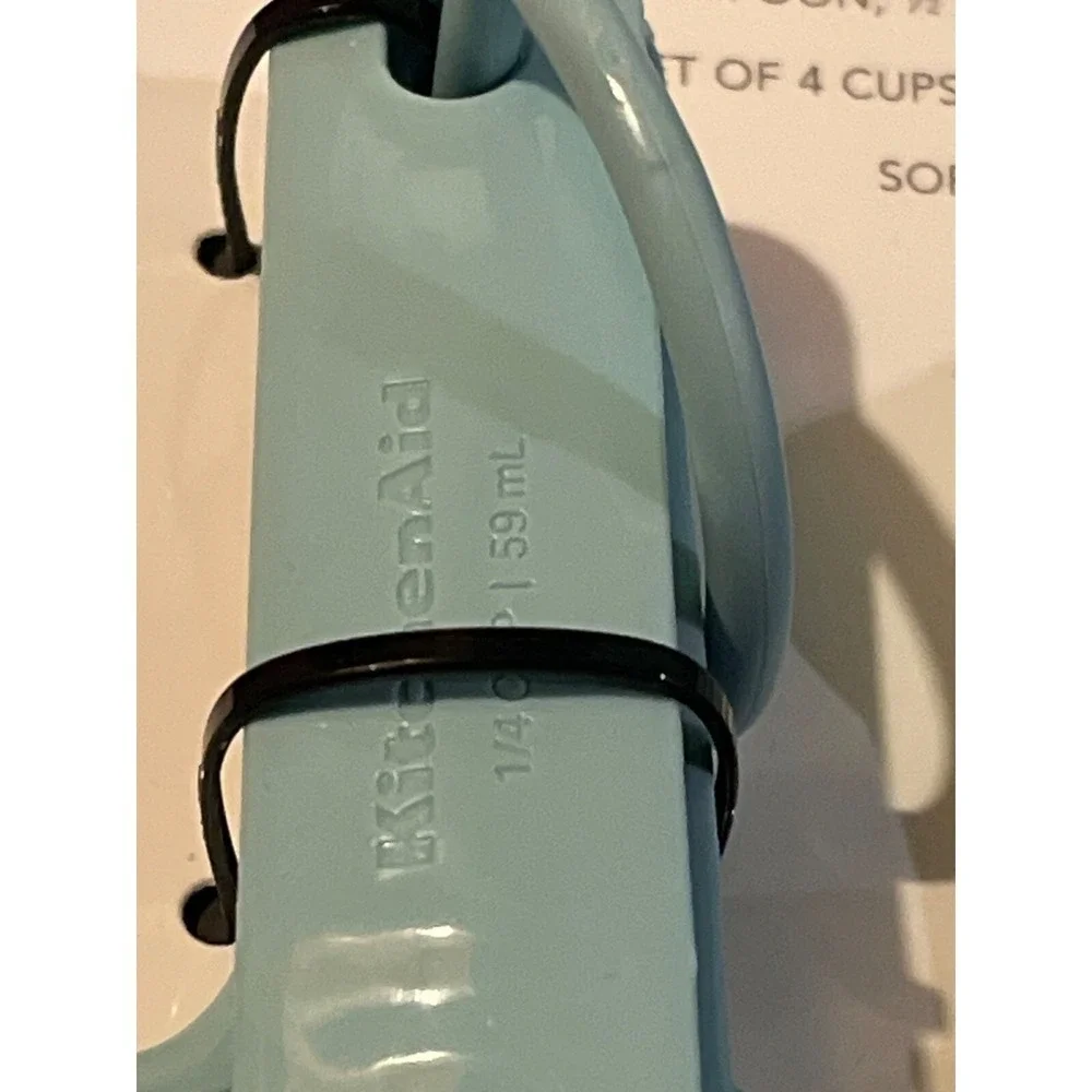 KitchenAid Measuring Cups Spoon‎ Set Aqua Blue Plastic 9pc Dishwasher Safe New